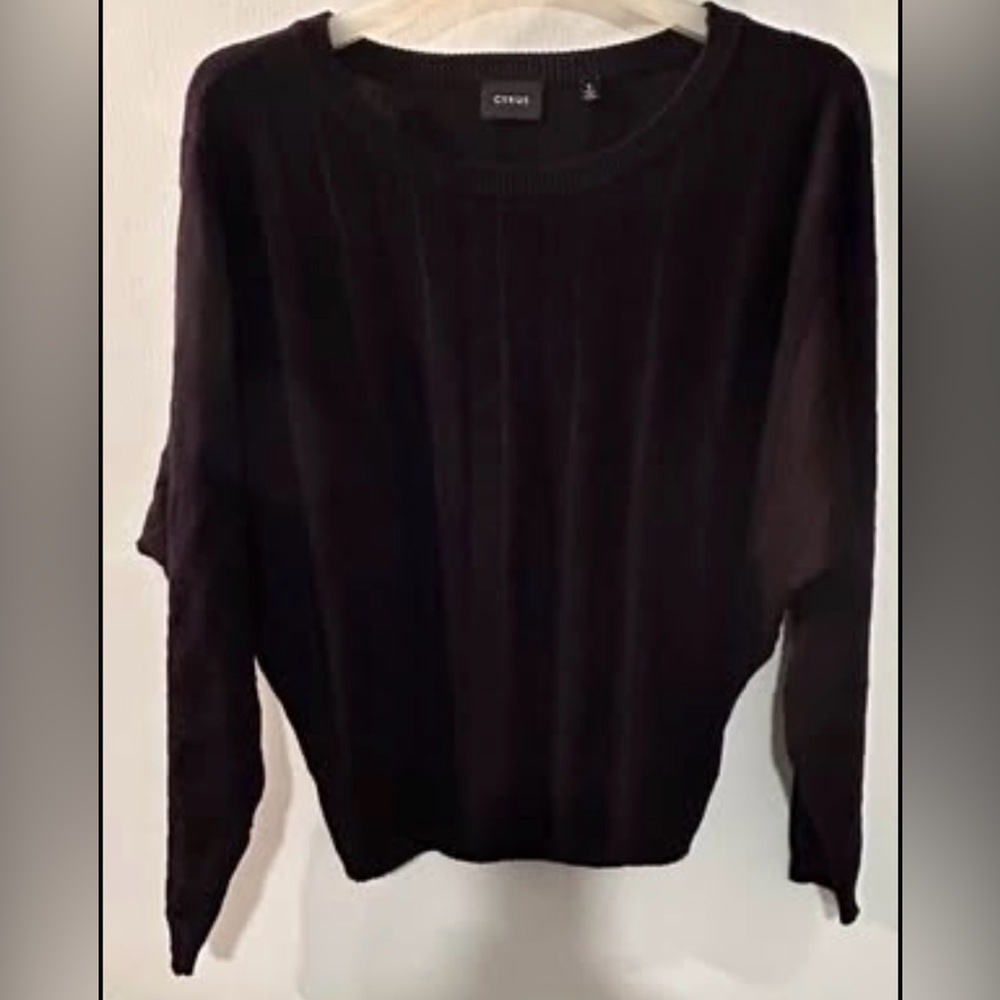 Cyrus Black Ribbed Crewneck Sweater Size S (fits like a medium)